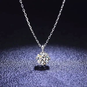 【helt ny】Moissanite necklace silver - 0.5 carat 925 silver moissanite necklace