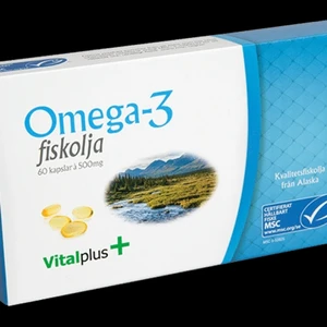 Omega-3 fiskolja, 90st - Nytt paket Omega3 - 90st Merparten av de fetter som vår kropp behöver kan bildas från protein och kolhydrater. Undantaget är en del Omega 3 och Omega 6 fetter som vi endast kan få i oss genom det vi äter. Dessa fleromättade fetter har många olika uppgifter i kroppen, bland annat behövs de för att kroppen ska kunna reparera och bygga celler. Omega 3 minskar blodets levringsförmåga vilket minskar risken för blodproppar att bildas. Det påverkar även regleringen av blodtrycket. Ordinariepris 149:-