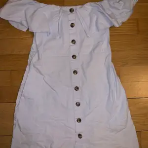 Mini dress, off-shoulder, light blue, size XS, linen