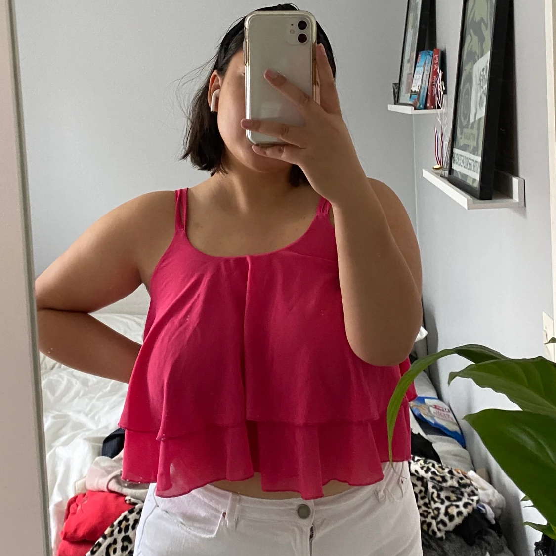 Neonrosa topp storlek S