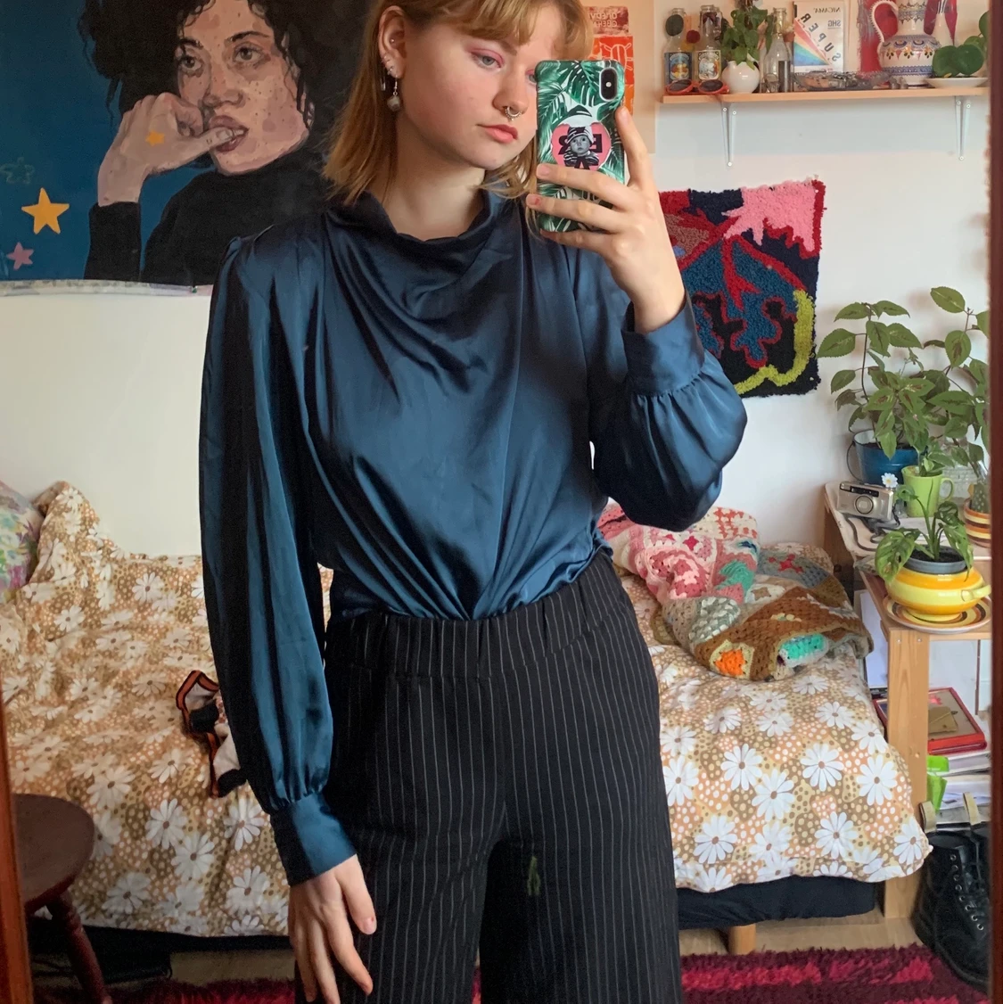 Blå party-blus - 90