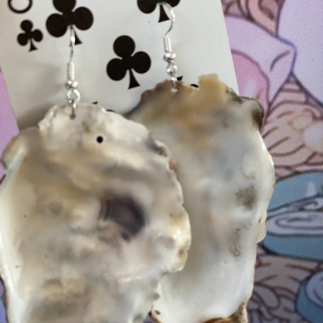 Homemade earings made of pacific oysters 🦪  - 90