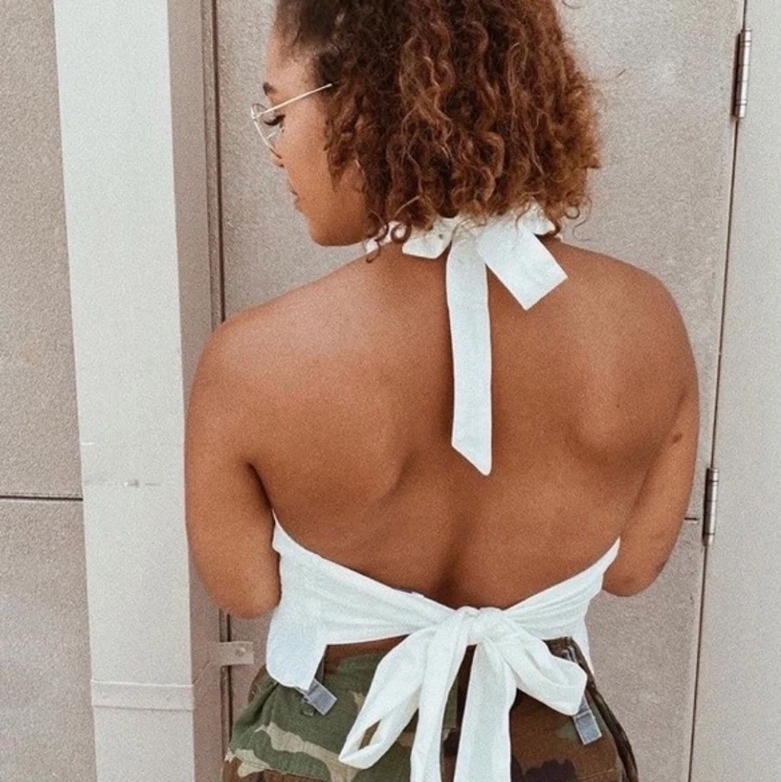 Vit Halterneck Topp - 91