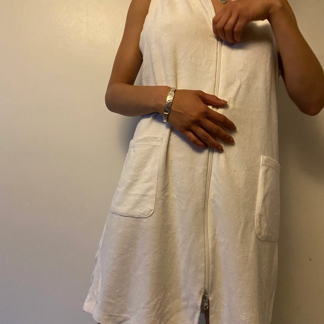 Vit frotté klänning - 91