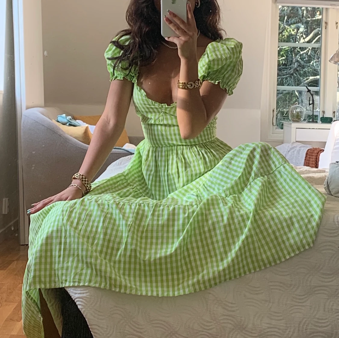 Vacker grön klänning