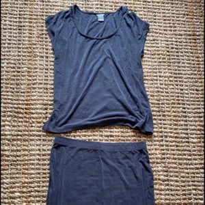 Ribbat set strl S/M  - Ribbat grått set från Lindex. Användt en gång. Står S i lappen men skulle säga att de är mer som M då de är lite oversize men också stretchiga. 