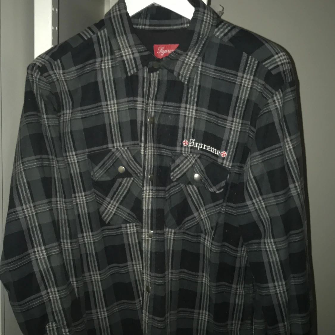 supreme x independent flannel overshirt