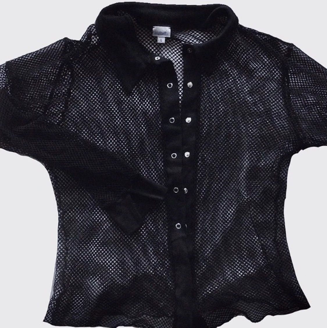 svart mesh topp (fishnet)  - 90