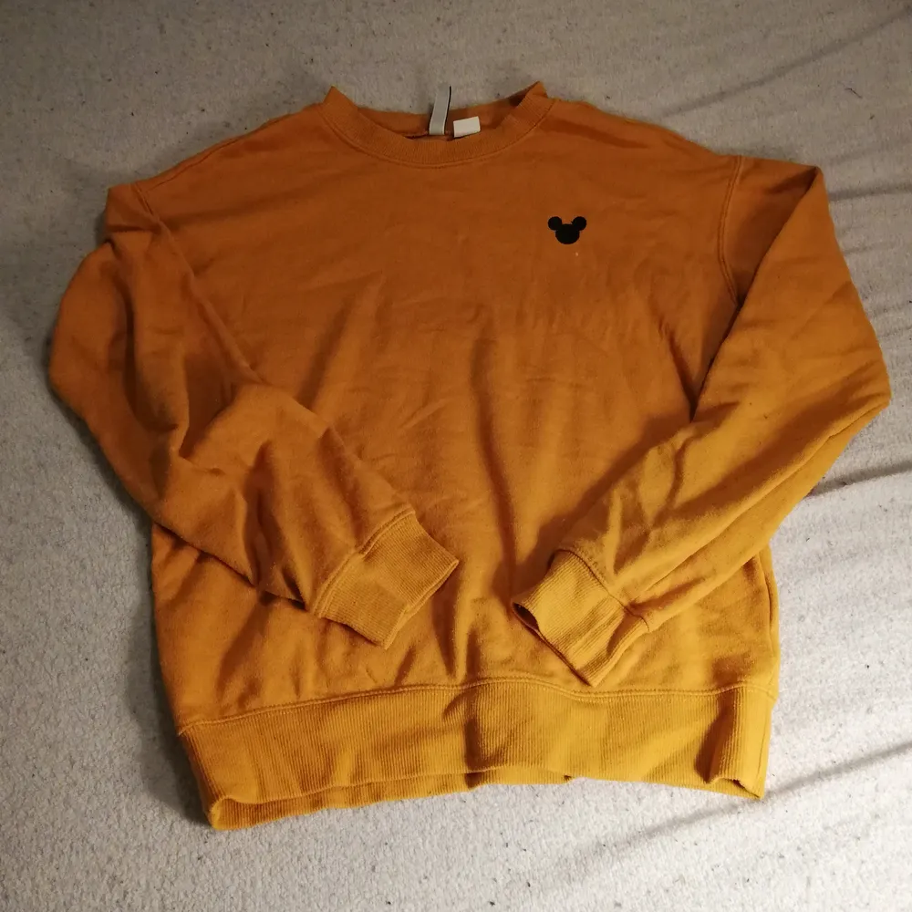 En orange tröja med ett litet musepig huvud nedanför axeln. Tröjor & Koftor.