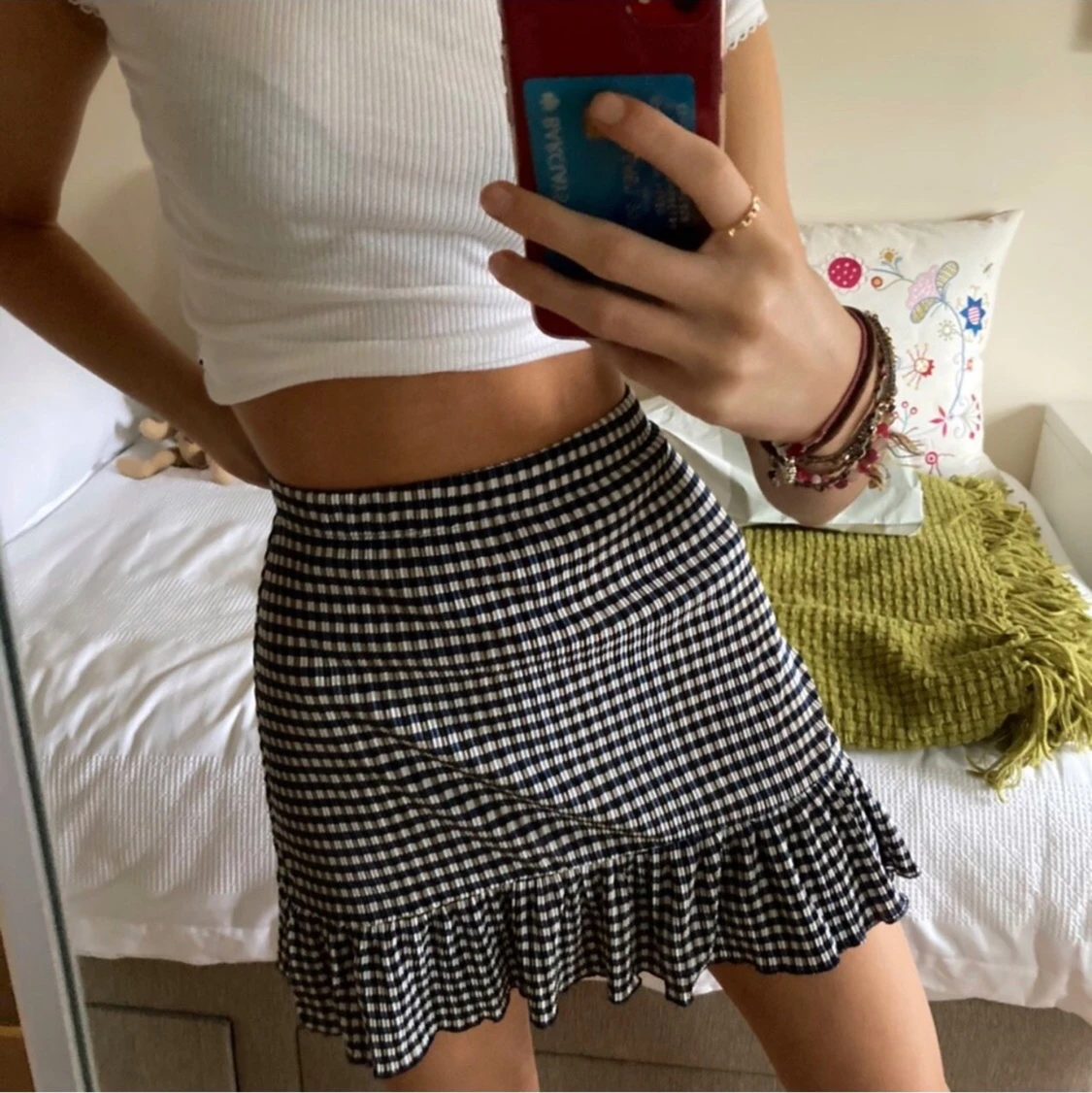 Checkered gingham kjol