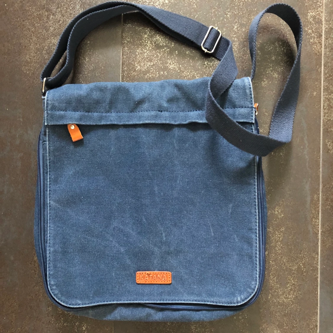 Canvas väska axelremsväska blå bomull