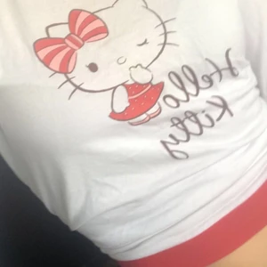 Hello kitty tröja - hello kitty tröja köpt på second hand! Jätte fin och i bra skick. Den är för barn men den passar mig bra som är ca 160 och den kan passa större/längre personer:) Kan mötas upp i sthlm eller posta:)