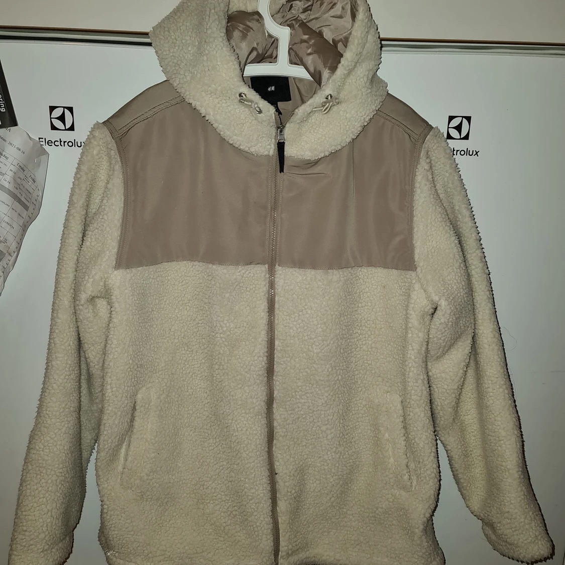 Teddy fleecejacka, beige, fodrad 