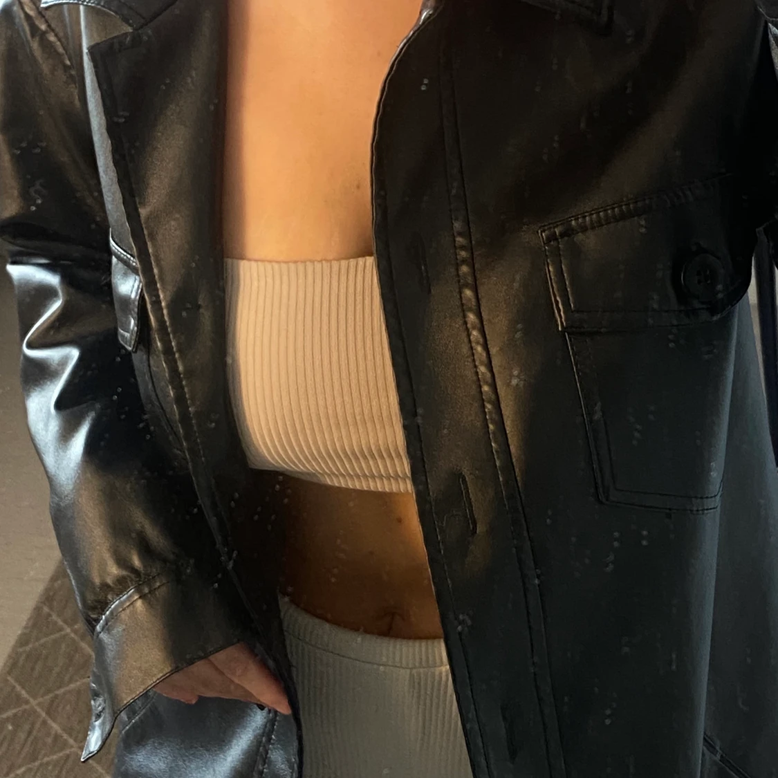 Oversized Läderkappa NA-KD - 90