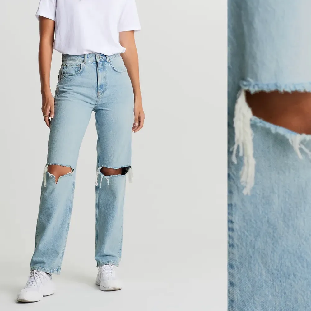 Säljer dessa jeans i storlek 34, använda fåtal gånger och är i fint skick. Jeans & Byxor.