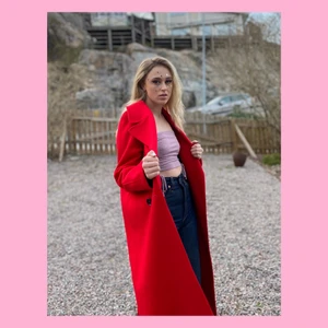 Red Double Breasted Longline Coat - River Island  - The fit is oversized and the length on me is down to my calves. There are 2 deep pockets. Bought 2 years ago but barely worn and it is in 7/10 condition. Original price: 1200sek. Shipping not inc. For more pics DM me on Insta.