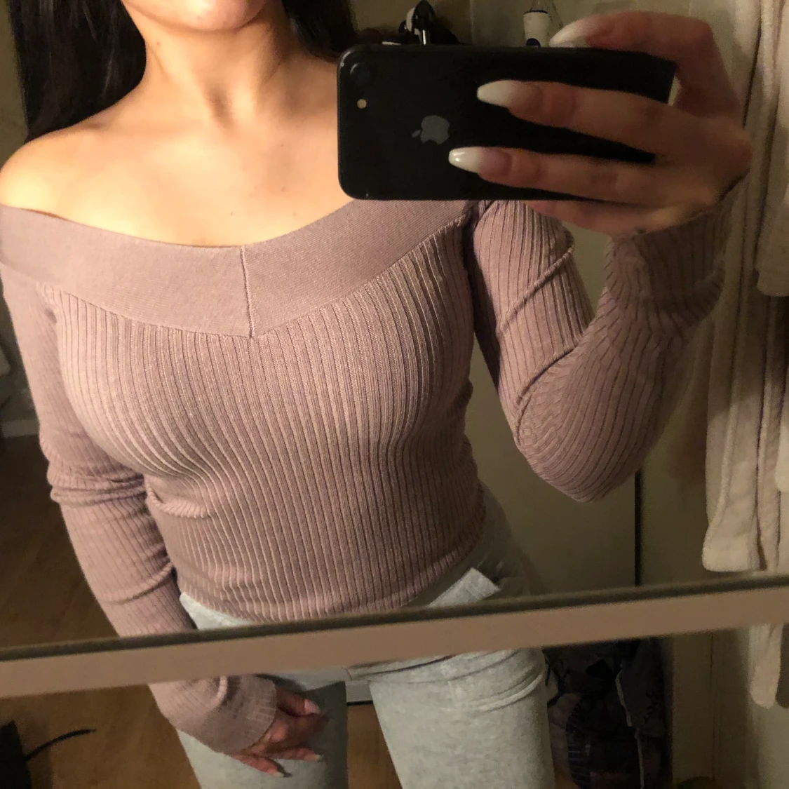 Offshoulder ribbad topp