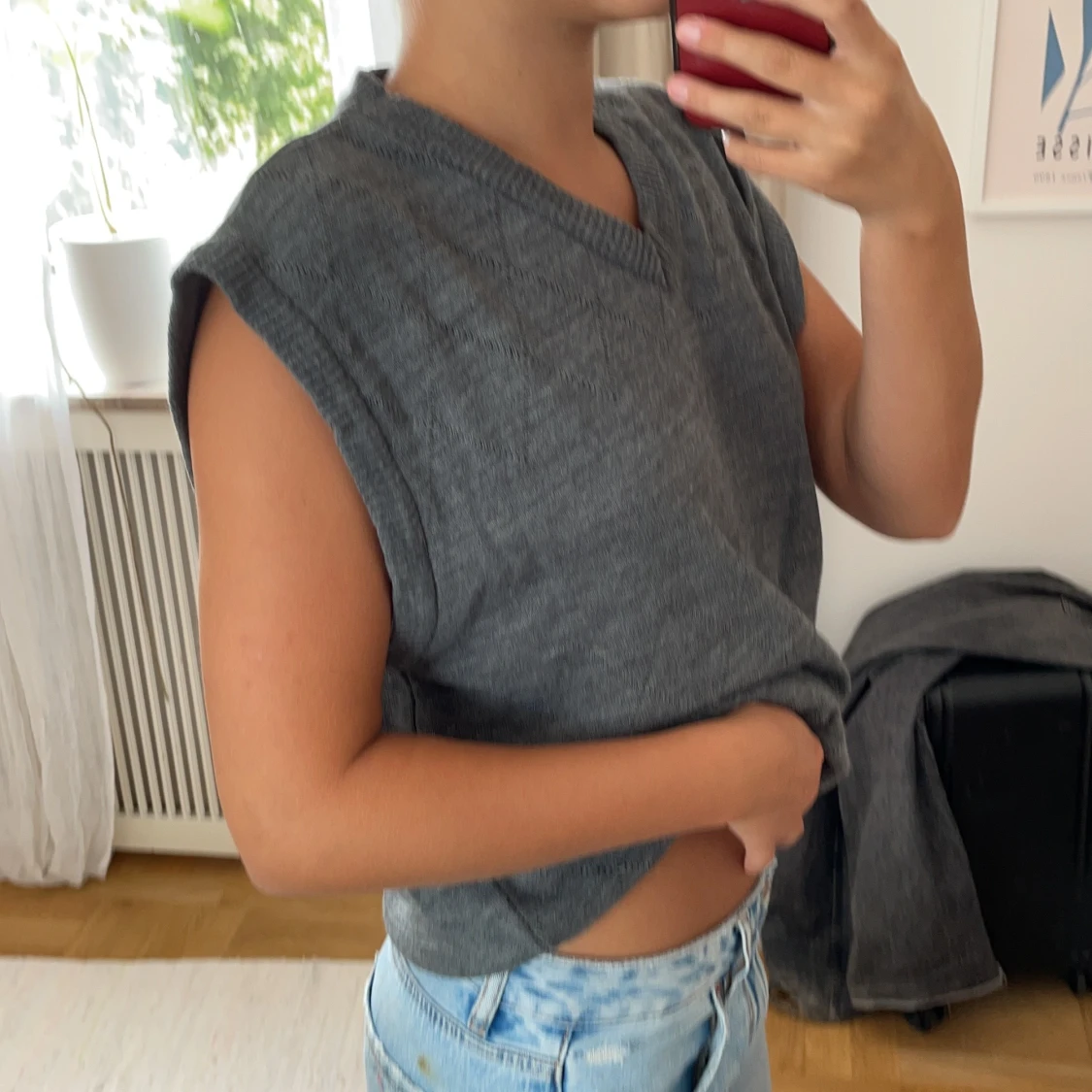 Vintage grå väst, aningen oversized - 90