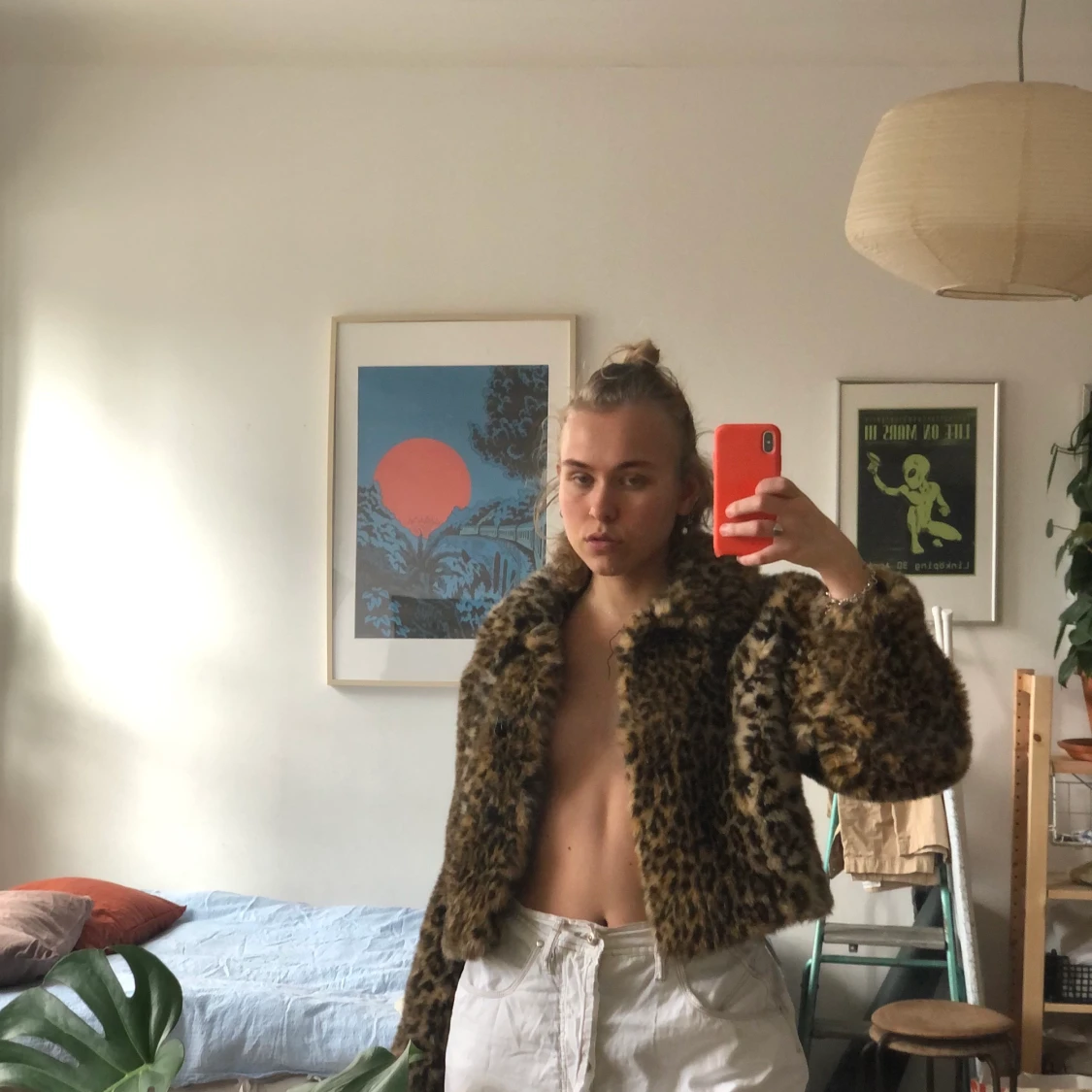 croppad faux fur jacka - 90