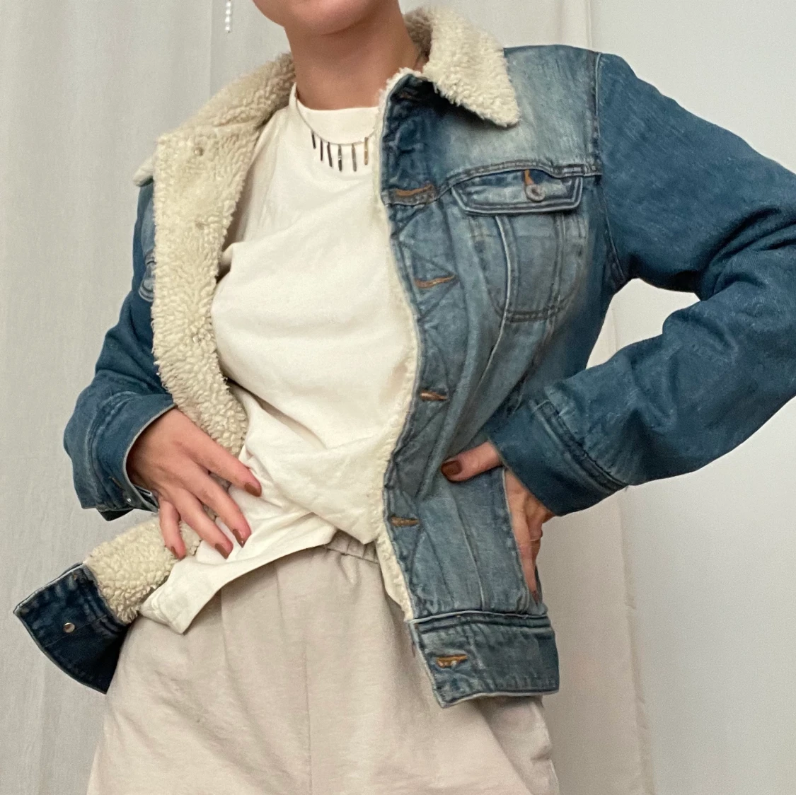 Vintage fodrad Jeansjacka strl M