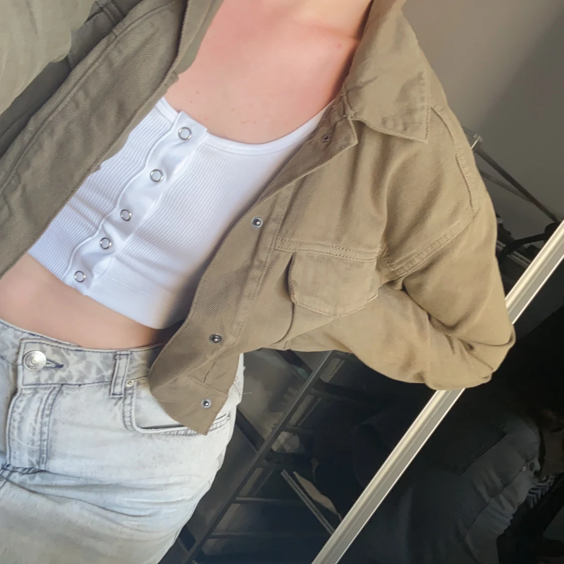 Militärgrön jeansjacka - 90