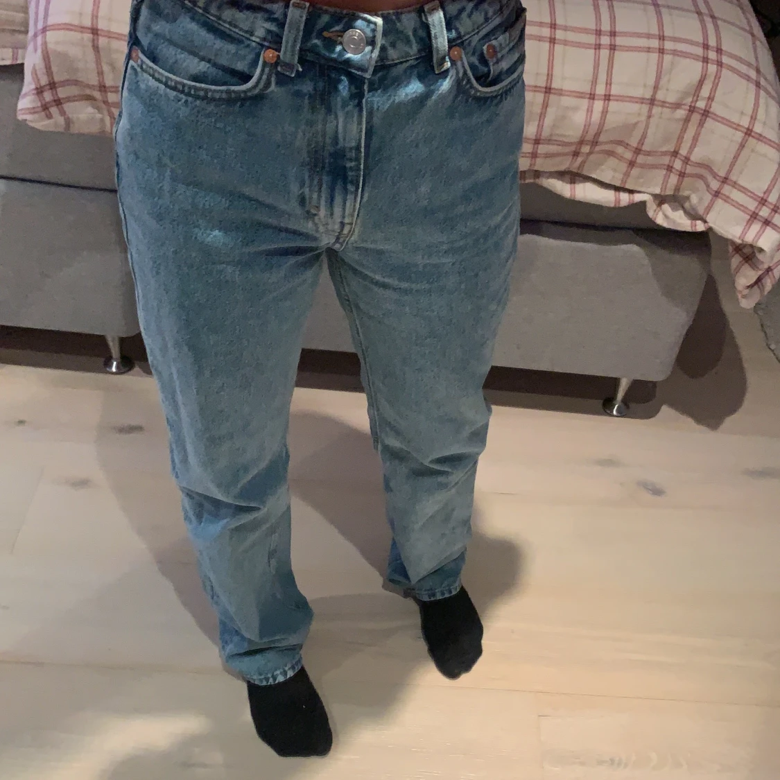 Raka blå jeans