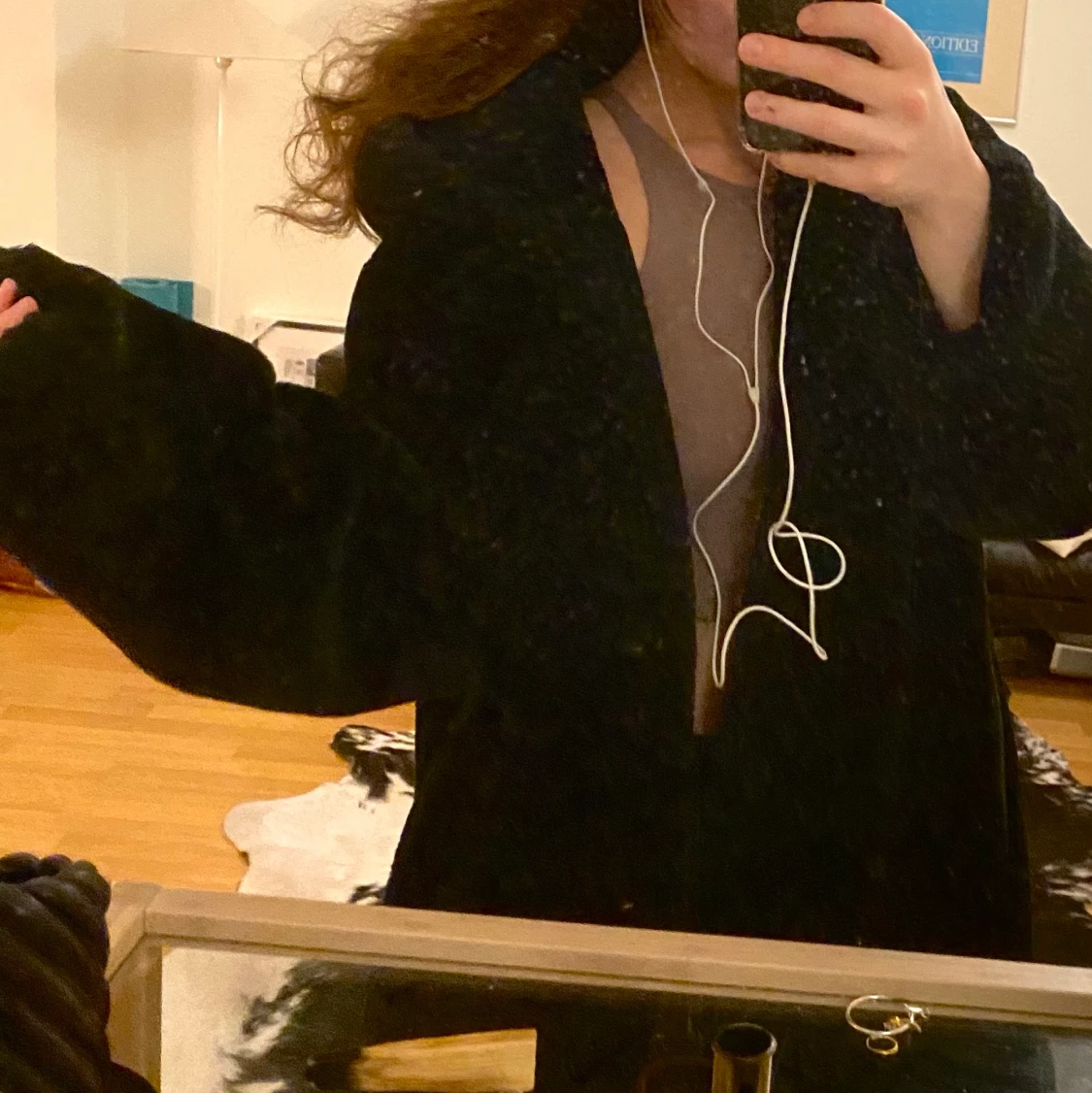 Lurvig pälsjacka med luva - 90