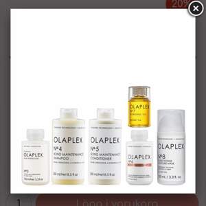 Säljer dessa produkter från olaplex FÖRUTOM NUMMER 8!!!!! Allt är använt 1 gång förutom schampot som jag användt 3 gånger! Nr. 3 - hårinpackning, Nr. 4 - schampo, Nr. 5 - balsam, Nr. 6 - Bond smoother, Nr. 7 - Bonding oil. Köpt för drygt 1600kr på Lyko! Säljer allt för 1200kr + 99kr spårbar frakt🌸 Vid köp av separata produkter hör av dig privat! Eller vid frågor eller annat du funderar på💕