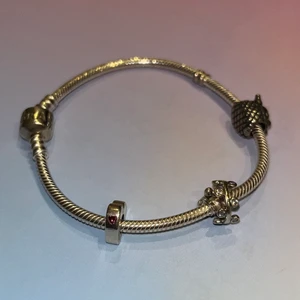Pandora armband - Oanvänd samlar armband från Pandora. Man kan köpa fler hängen till bandet då det är ett samlararmband. 💛 3 st gängen ingår i priset. Nypris för bara själva bandet: 549kr 
