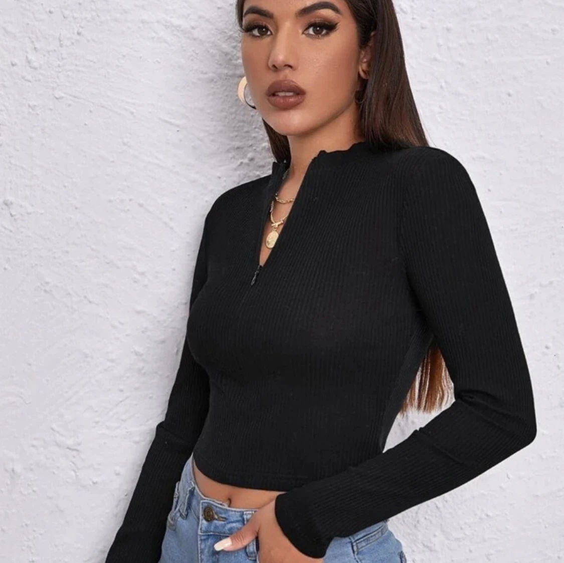 Topp med dragkedja och krage - 91