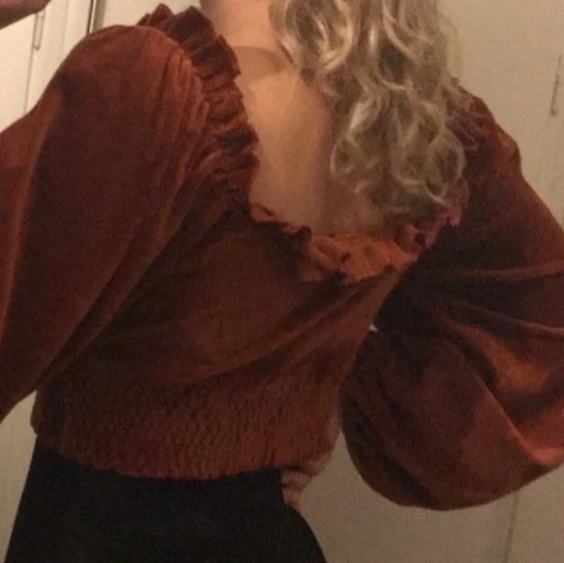 Kopparröd sammetsblus