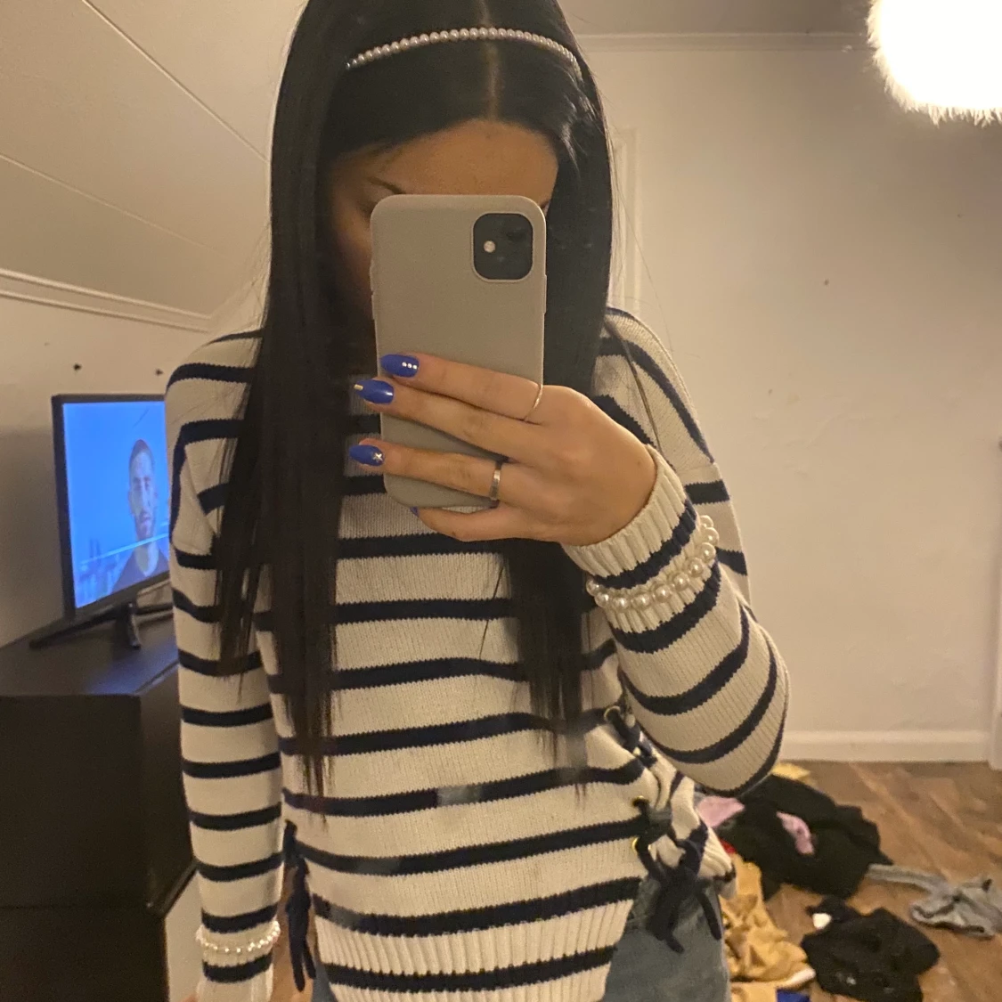 Randig stickad tröja