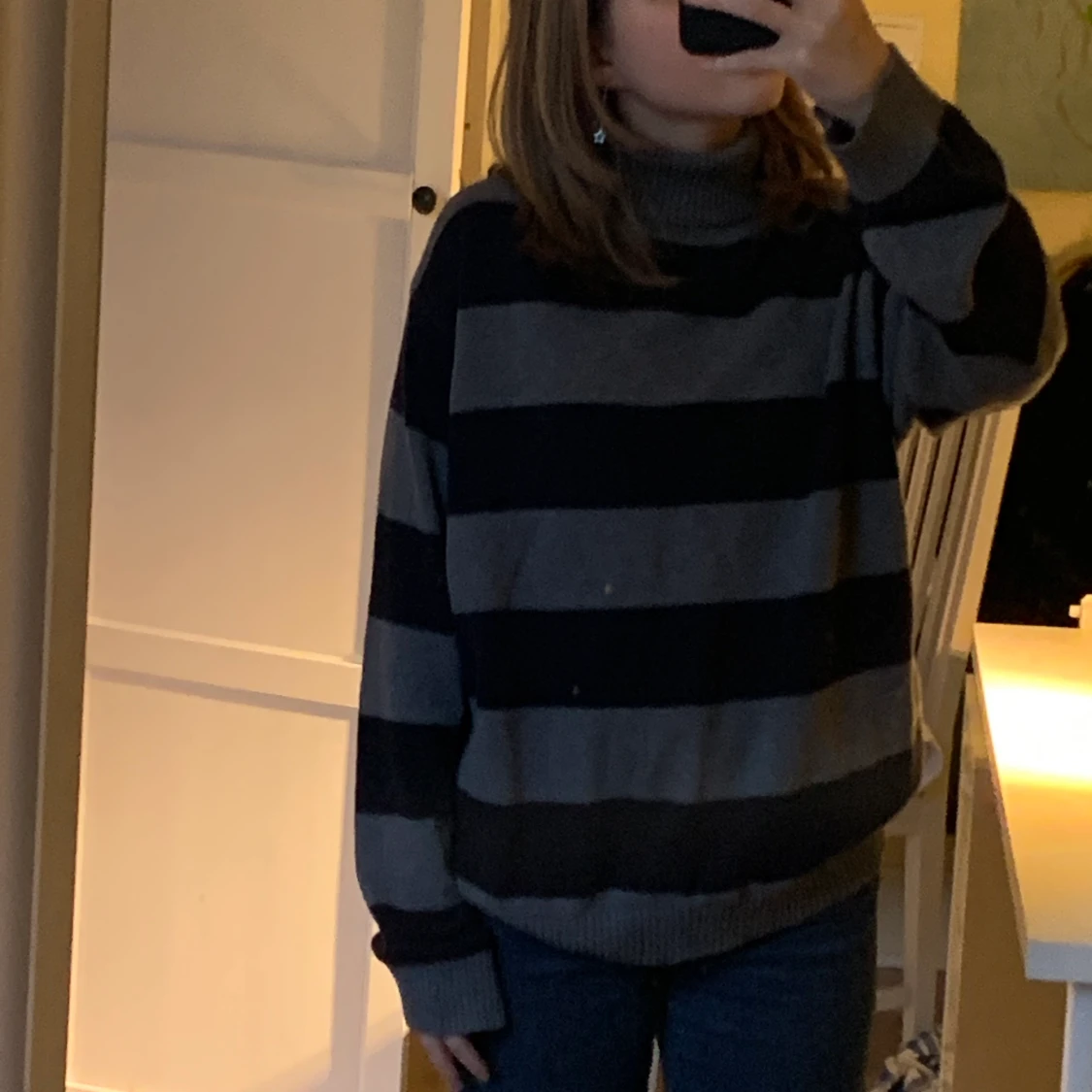 Randig stickad tröja med krage!đ