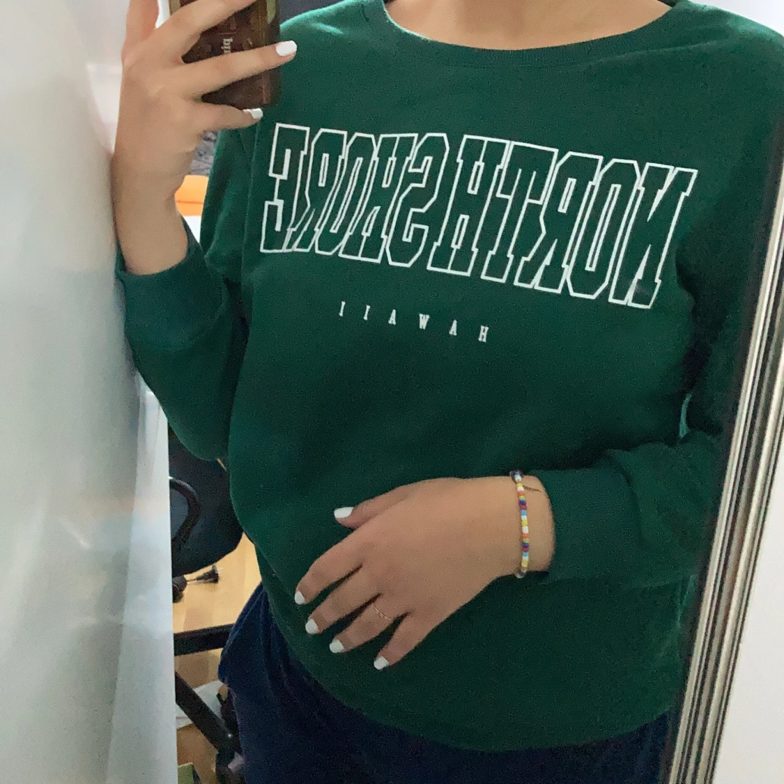 Grön sweatshirt med tryck