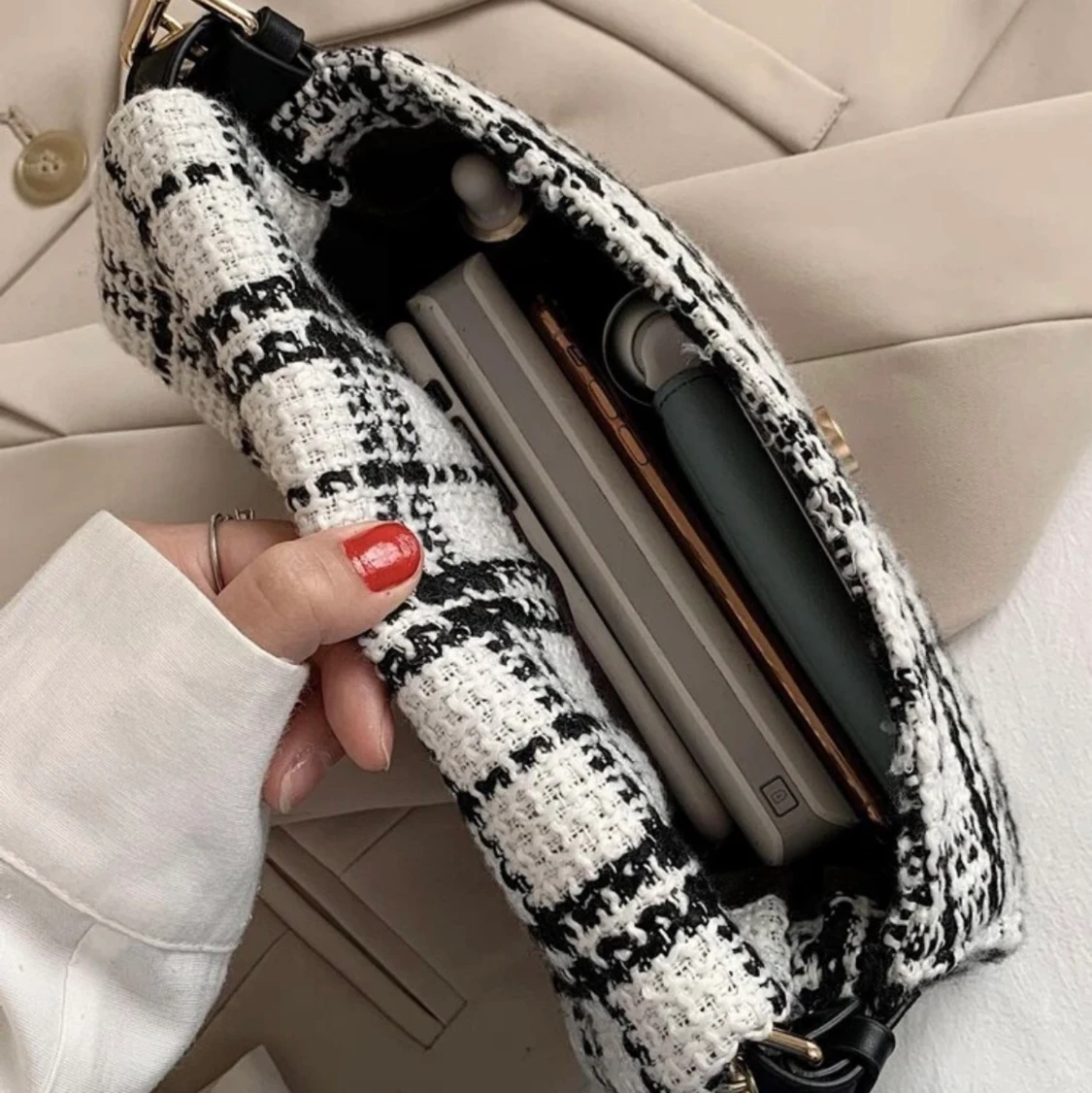 Vit axelväska väska - 91