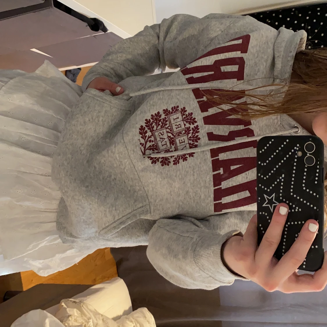 Grå hoodie med tryck - 90