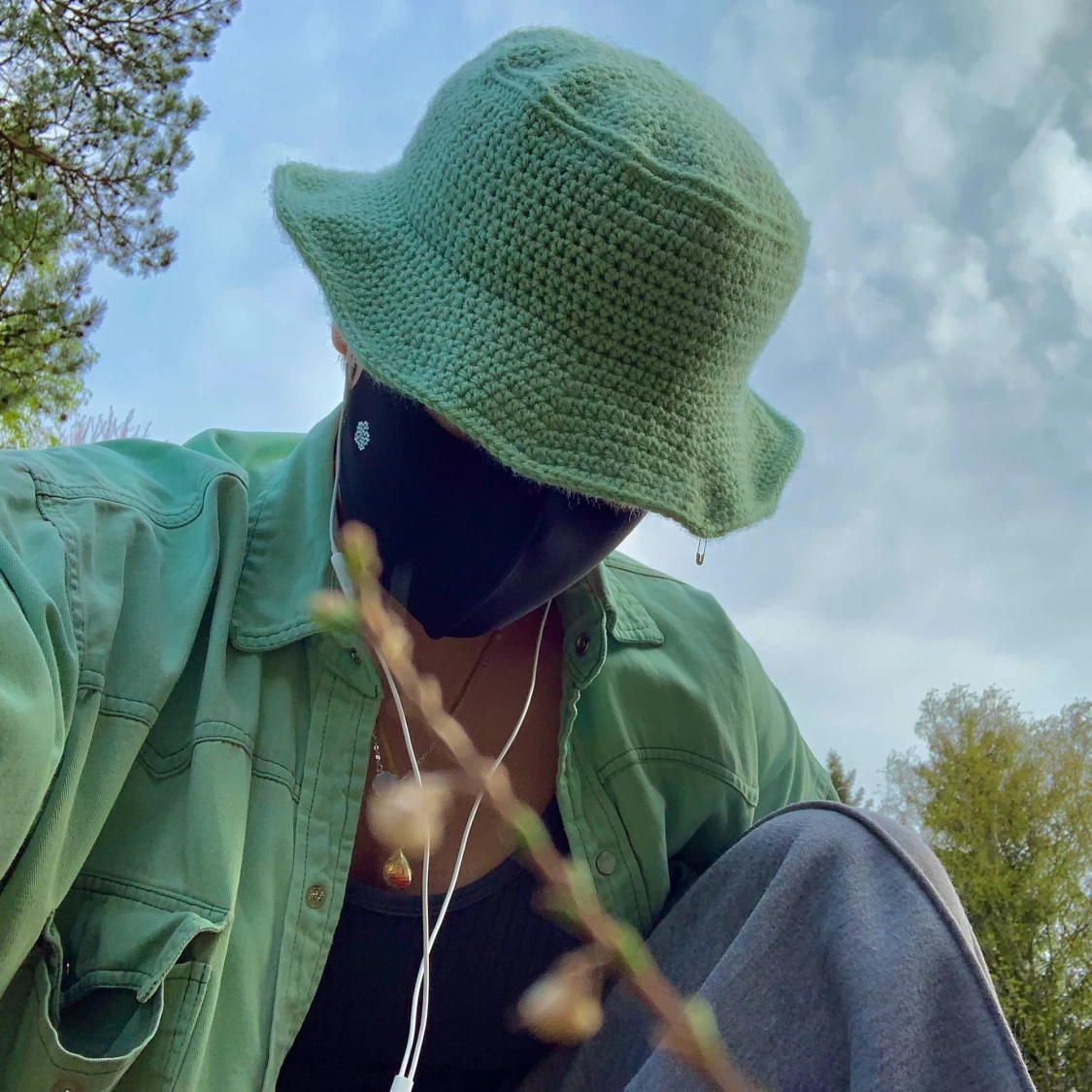 Virkad buckethat (grön)