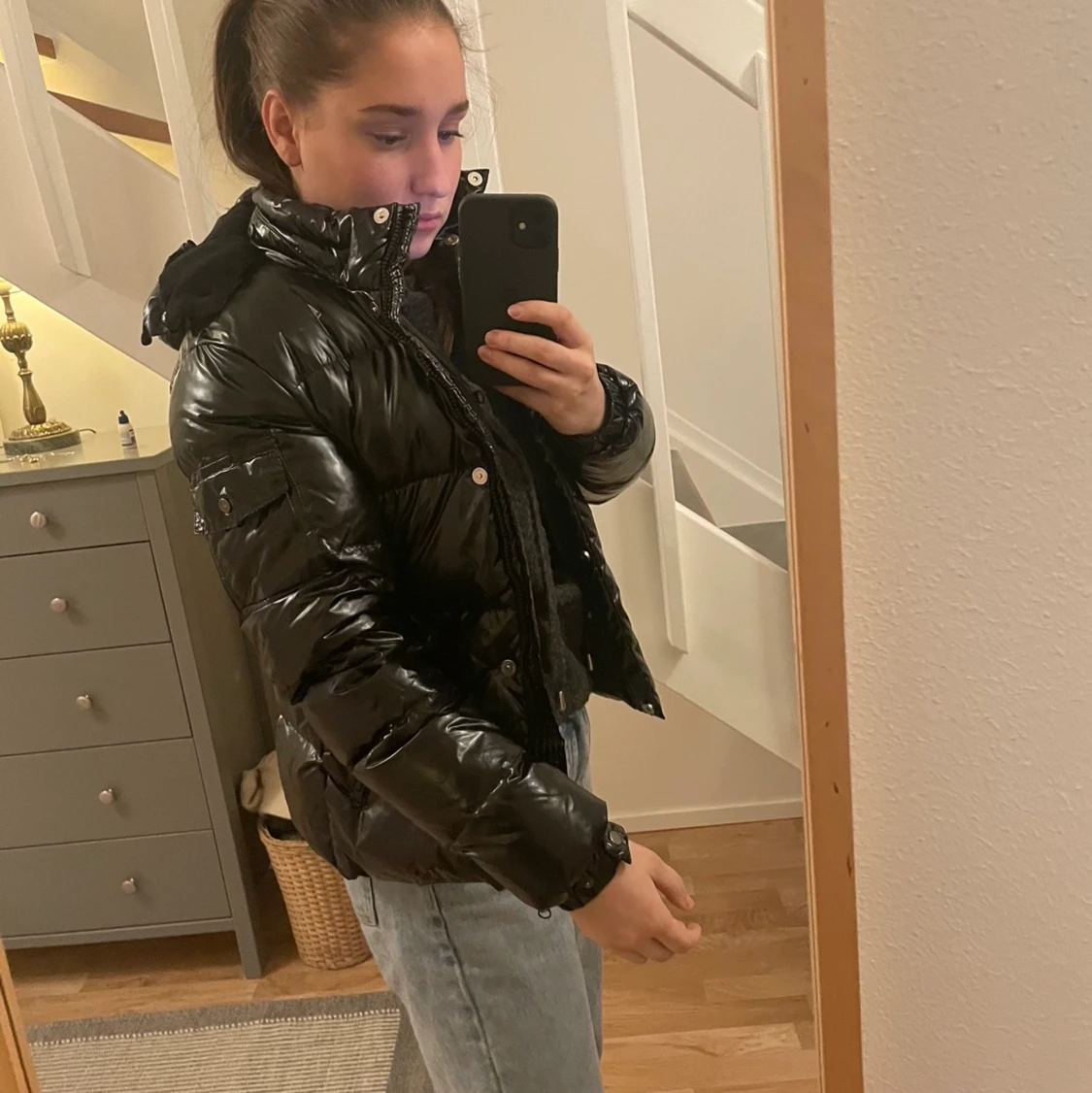 Svart dunjacka  - 90