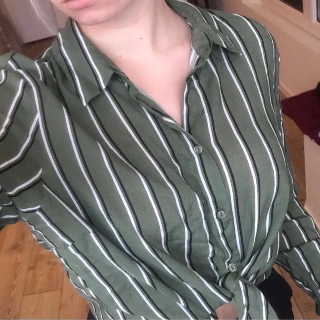 Grön randig Skjorta  - 90