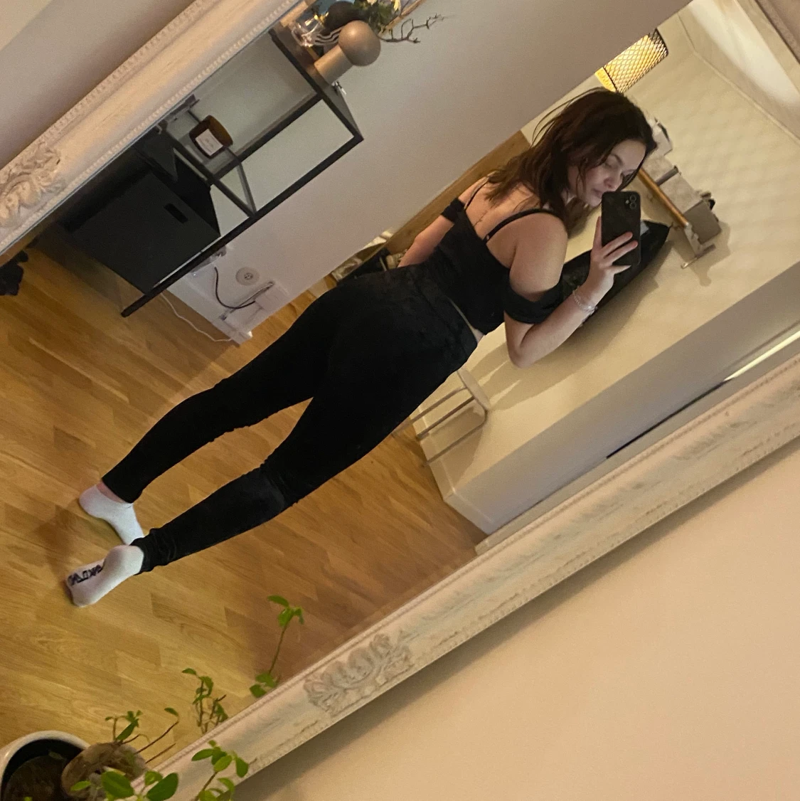 Svarta velour tights - 91