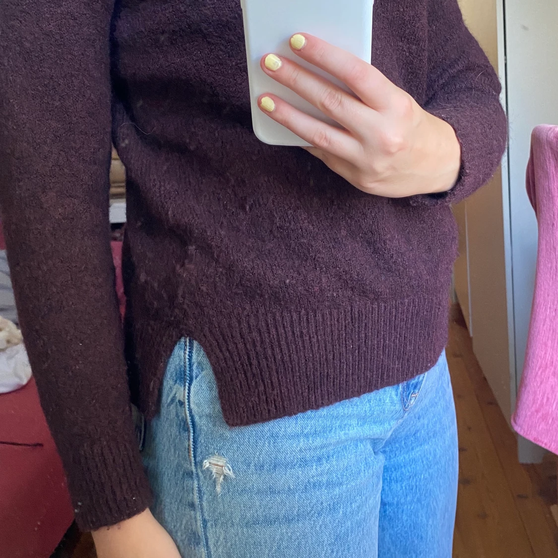 Vinröd stickat tröja från Carlings  - 90