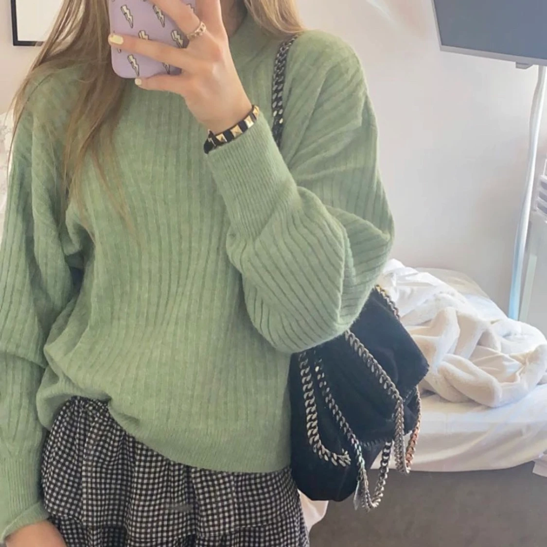 Super fin grön stickad tröja