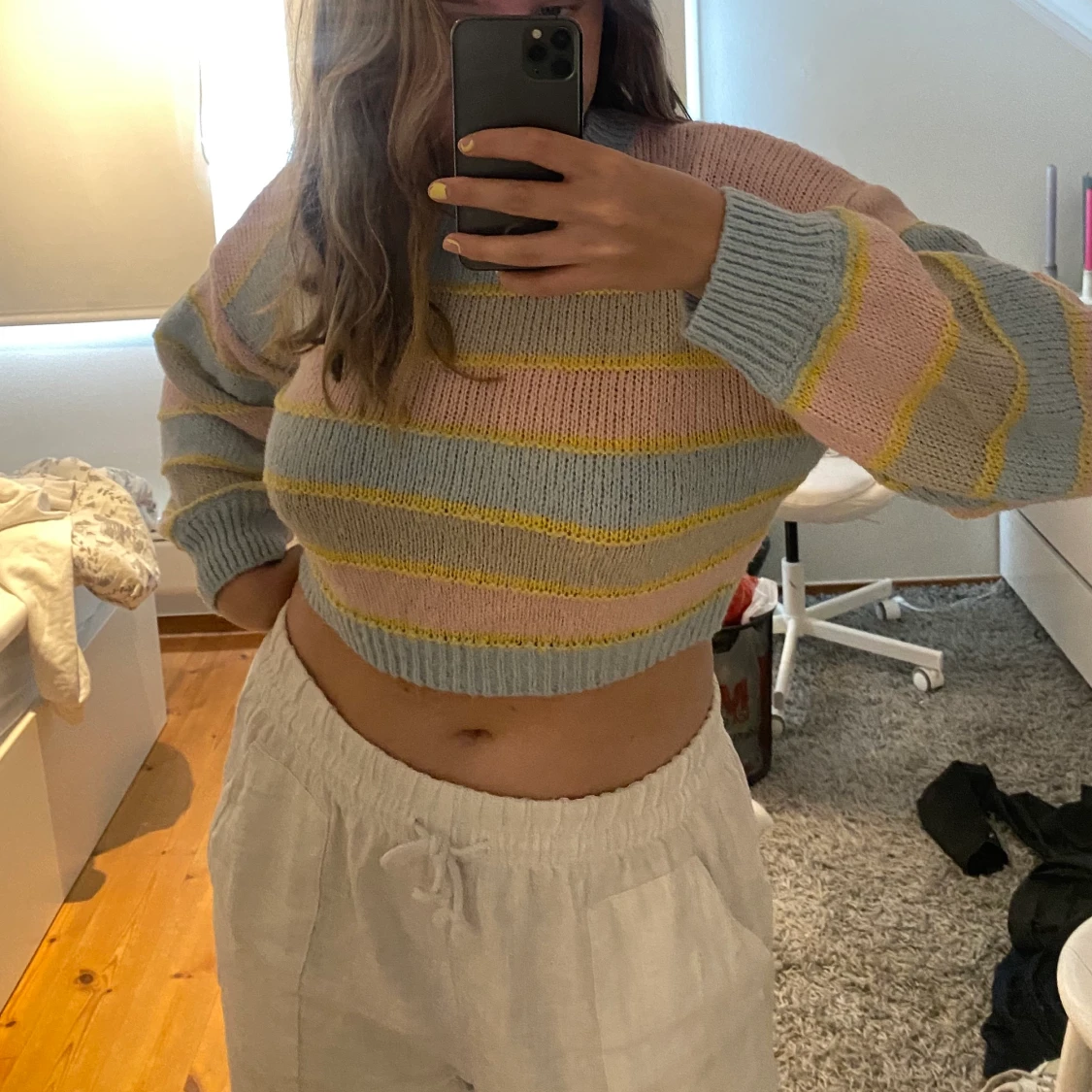 Randig stickad tröja - 90