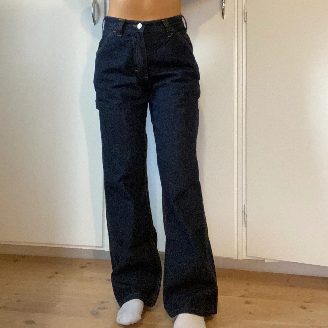 Blåa straight leg jeans