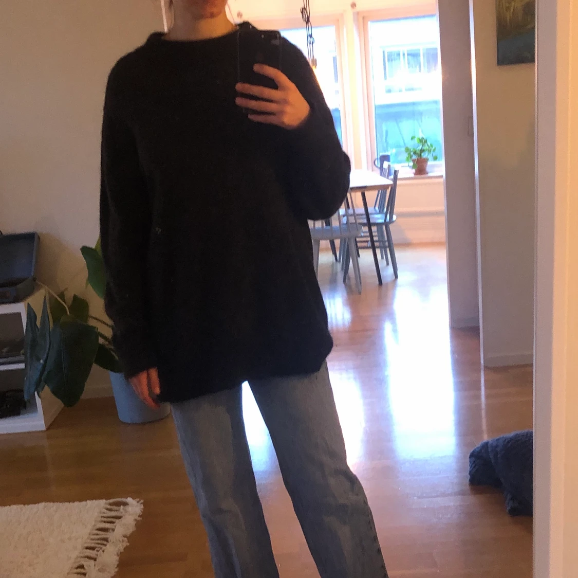 Grå stickad tröja - 90