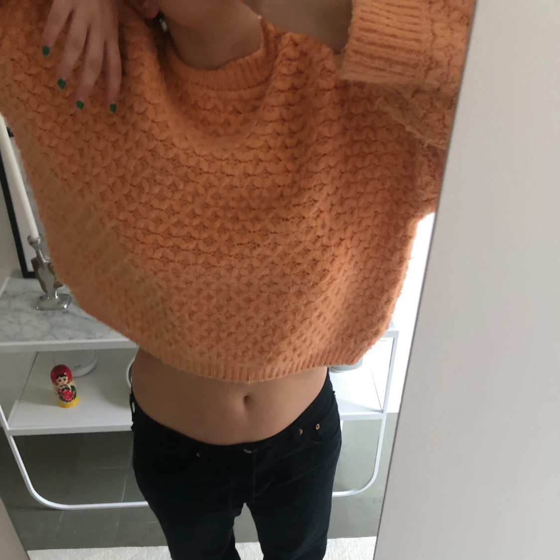 Mandarin färgad stickad tröja - 91