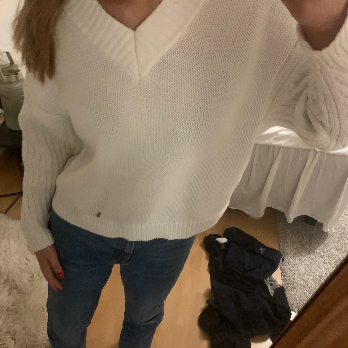 Vit stickad tröja - 91