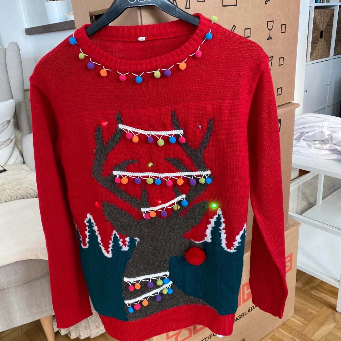 Jultröja med ljusslinga i S - 90