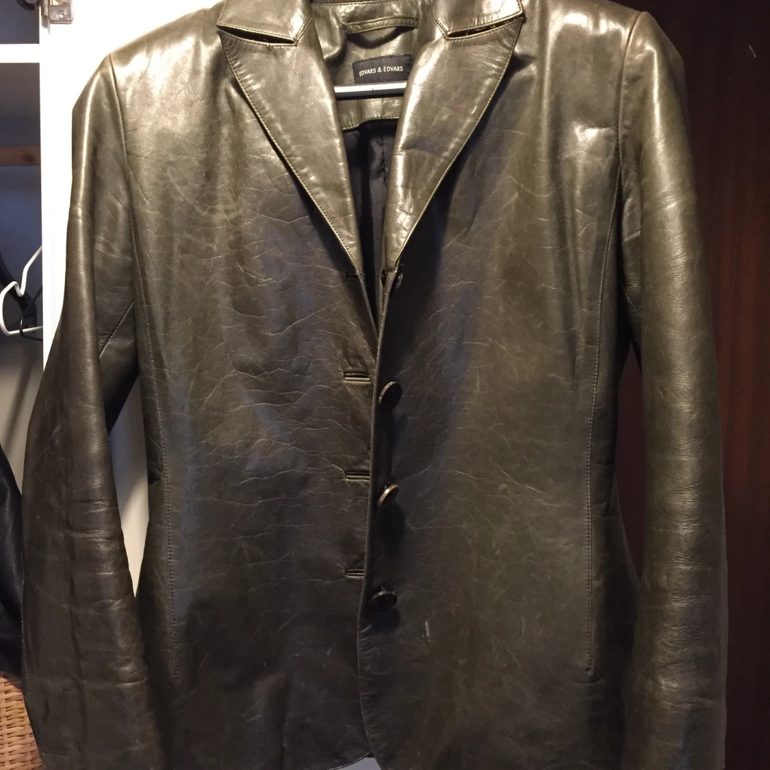 Vintage dark dark green leather jacket XS-M