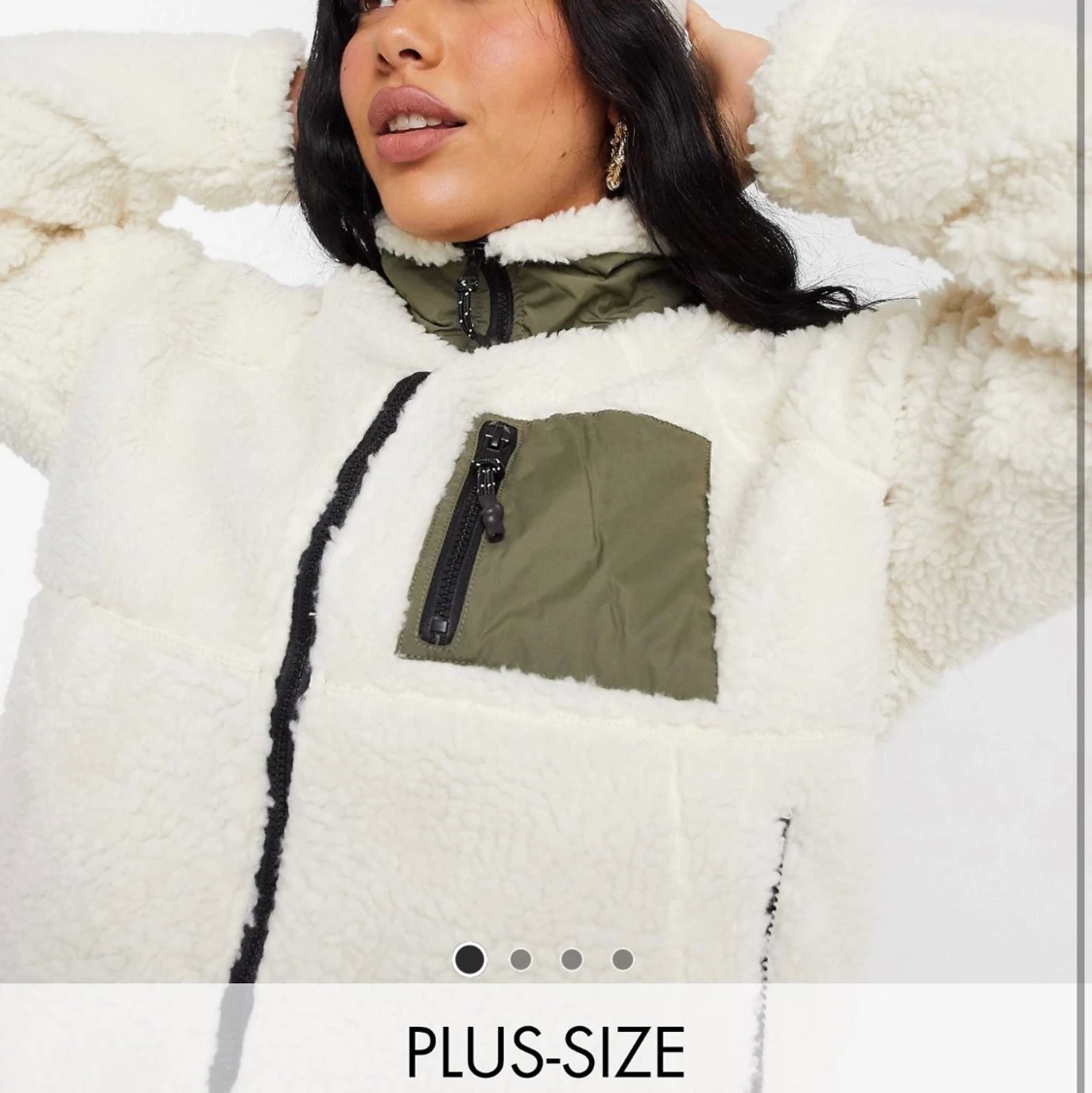 Gräddvit teddy jacka i plus size - 91